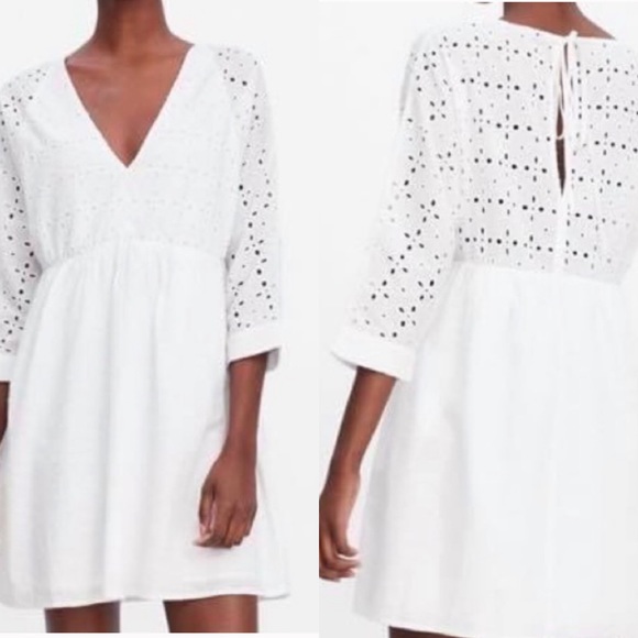 Zara Dresses & Skirts - Zara | White Eyelet Empire Waist Dress